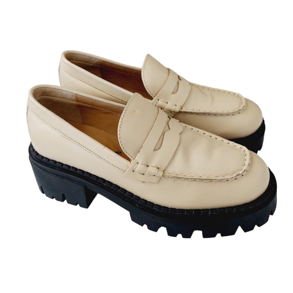 Free People Lyra Lug Sole Sand Nude Patent Leather Loafers Size 36.5 US 6.5 NWOB - Picture 15 of 16